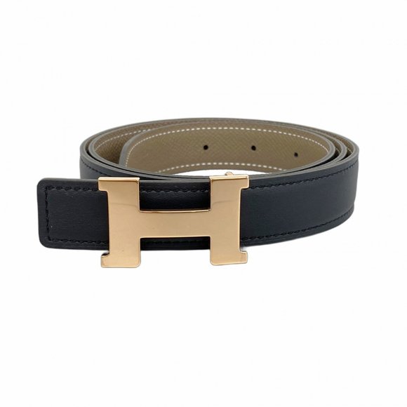 Hermes Hermès Constance Belt, Swift, Epsom Leather, Black, Etoupe, W Stamp, Wome - Picture 1 of 5